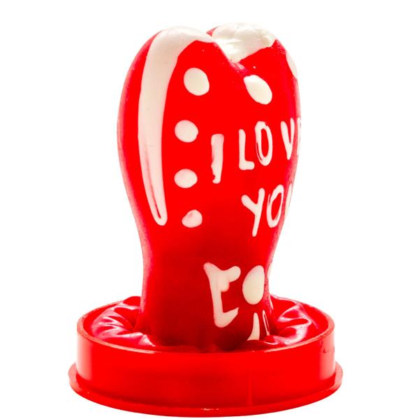 HANDPAINTED NOVELTY CONDOMS HEART - I LOVE YOU MODEL 1