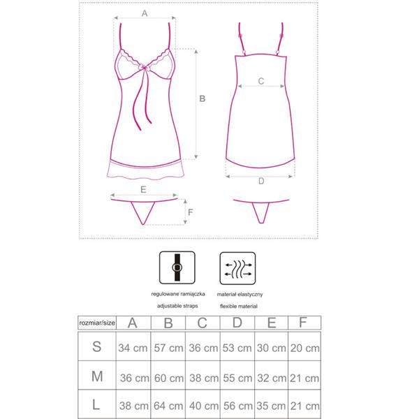 HYEONA 1710 BABYDOLL + THONG ROSE S