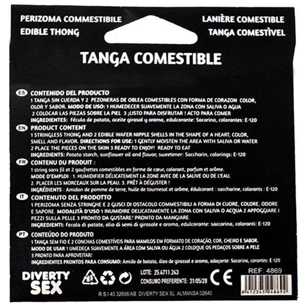 GIRL WAFER THONG AND 2 NIPPLE PADS STRAWBERRY FLAVOR /es/pt/en/fr/it/