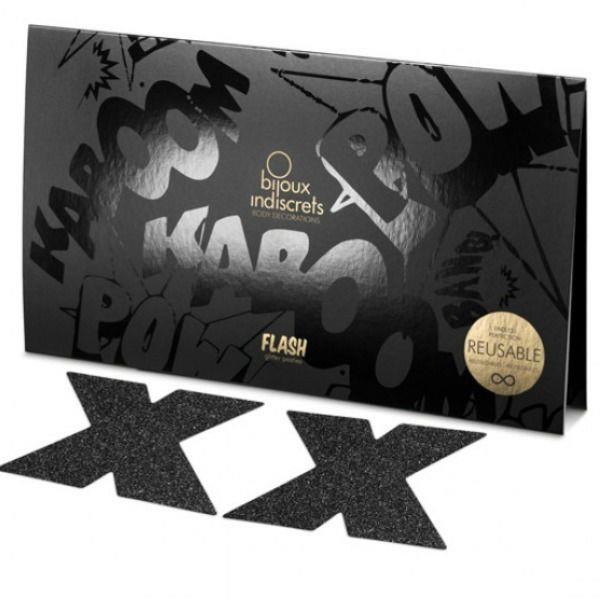 INDISCRETS FLASH CROSS BLACK NIPPLE CAPS