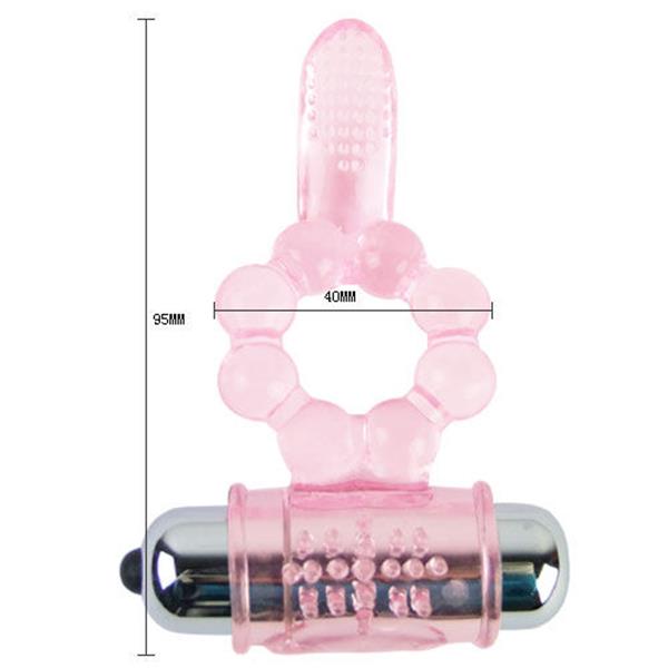 SILICONE RING 10 TONGUE RHYTHMS WITH PINK VIBRATION