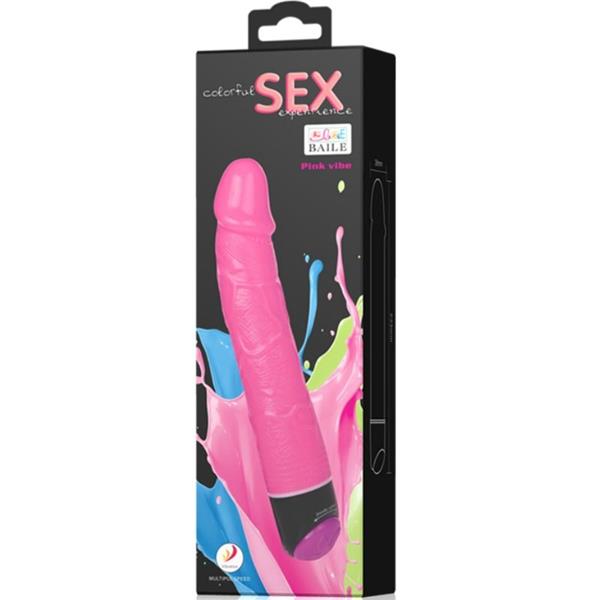 COLORFUL SEX REALISTIC VIBRATOR PINK 23 CM