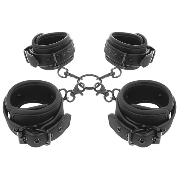 SET OF HAND AND ANKLE HANDCUFFS WITH NOPRENE LINING
