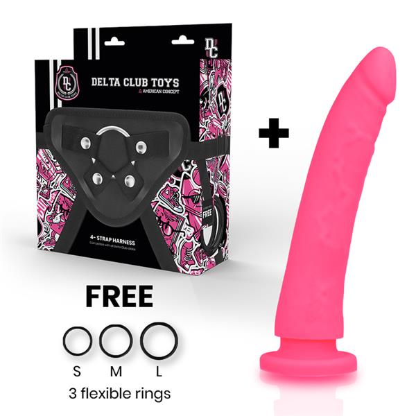 TOYS HARNESS + DONG PINK SILICONE 20 CM -O- 4 CM