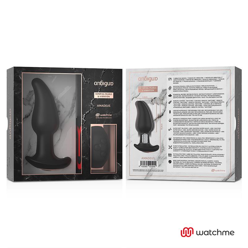 WATCHME REMOTE CONTROL ANAL PLUG VIBRATOR WITH ROTATION OF AMADEUS PEARLS