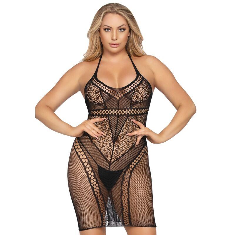 MULTI NET MINI DRESS ONE SIZE - BLACK