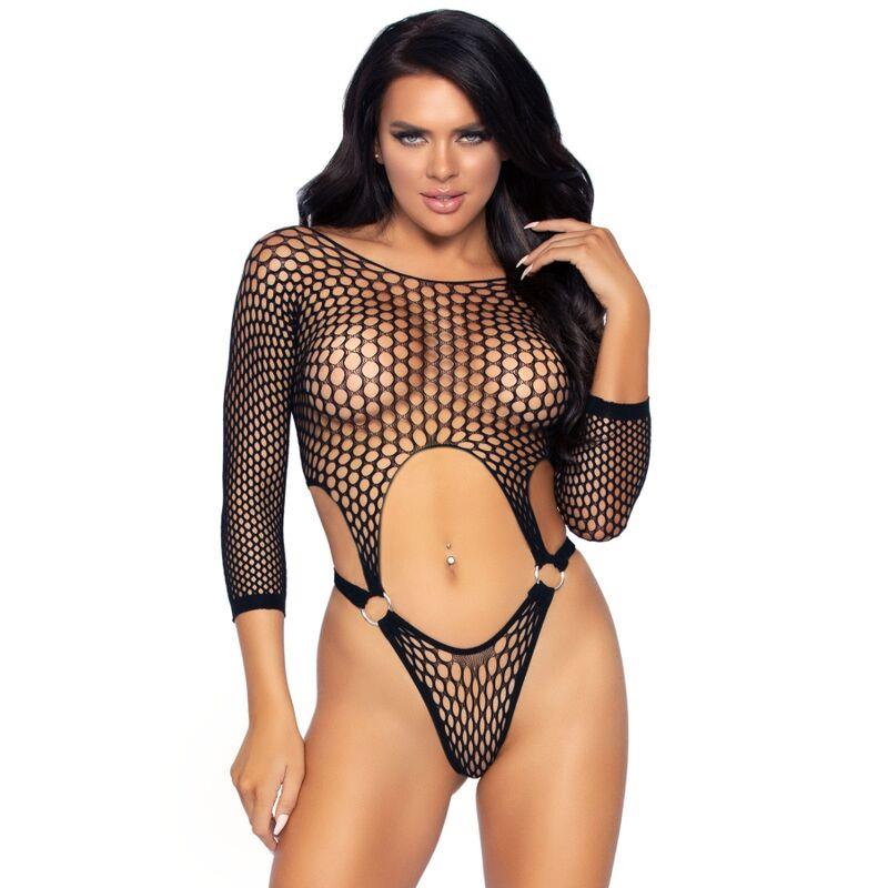 TOP BODYSUIT Z THONG HRBTOM ENA VELIKOST - ČRNA
