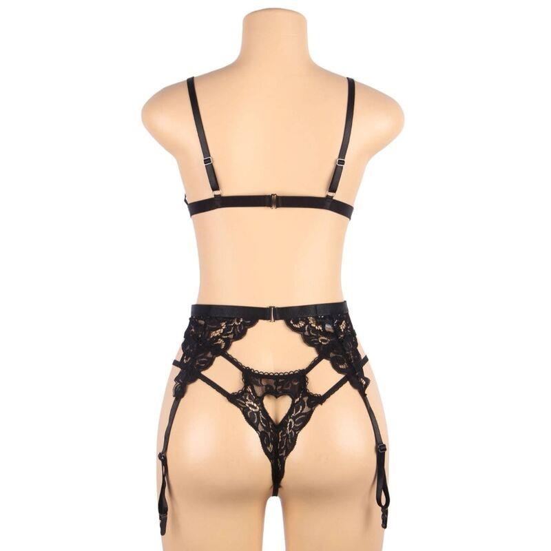 KOMPLET TREH KOŠARIC BRA + GARTER PAS + TANGICE S/M