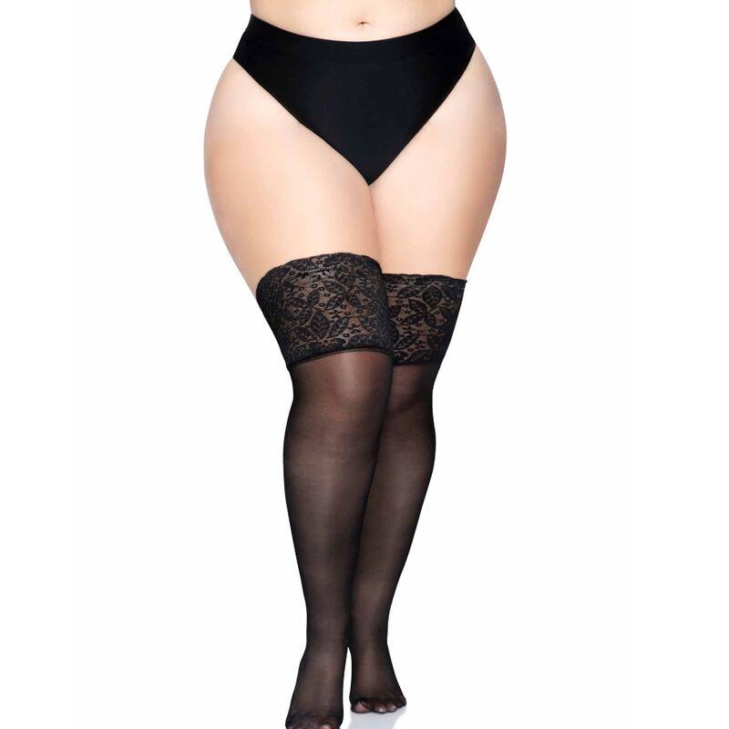 BLACK STOCKINGS WITH WIDE LACE ONE SIZE