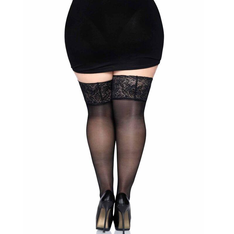 BLACK STOCKINGS WITH WIDE LACE ONE SIZE