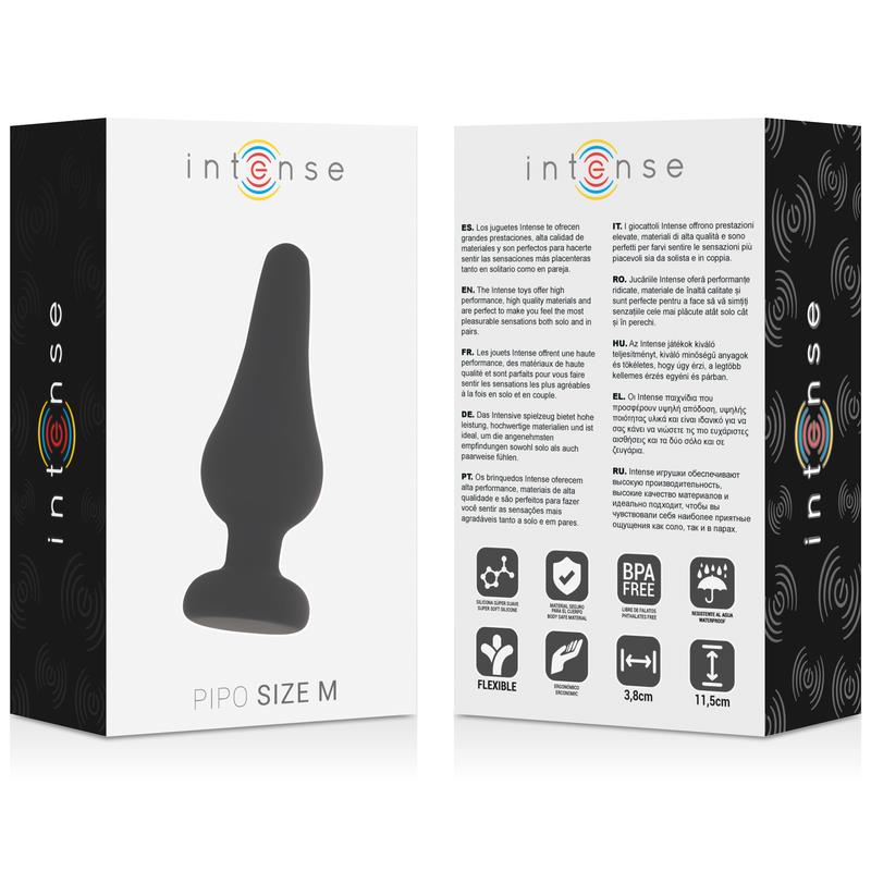 ANAL PLUG PIPO M BLACK SILICONE 11 CM