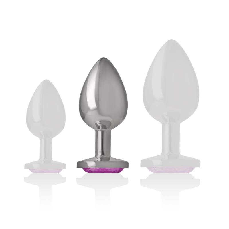 ALUMINUM METAL ANAL PLUG WITH PINK CRYSTAL SIZE M