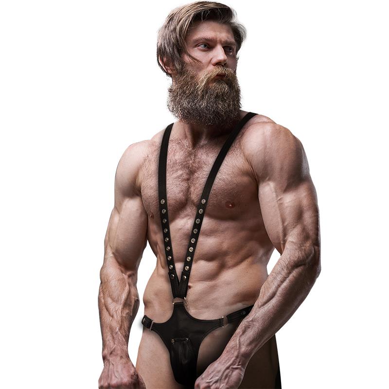 MENS V-SHAPED ECO-LEATHER HARNESS
