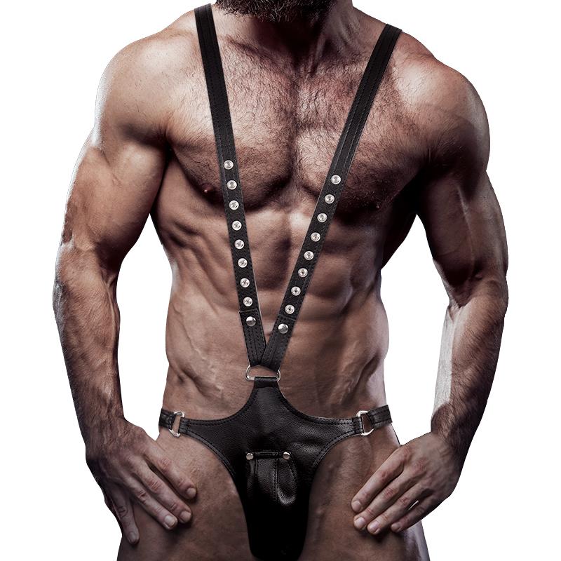 MENS V-SHAPED ECO-LEATHER HARNESS