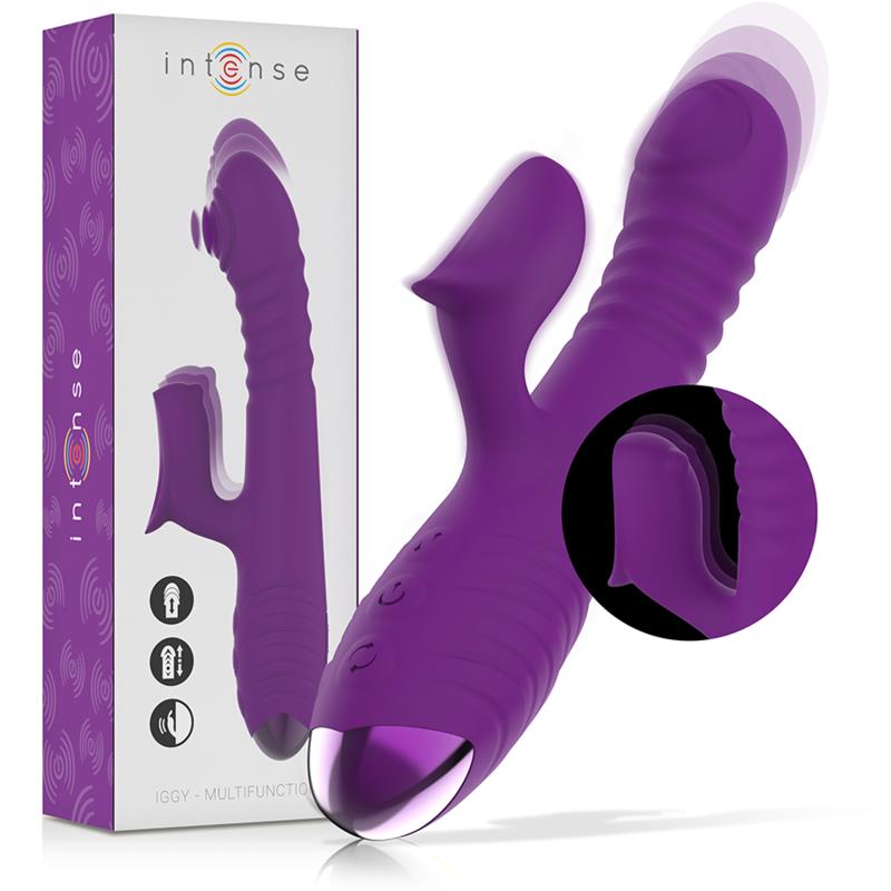 IGGY MULTIFUNCTION RECHARGEABLE VIBRATOR UP & DOWN WITH CLITORAL STIMULATOR PURPLE