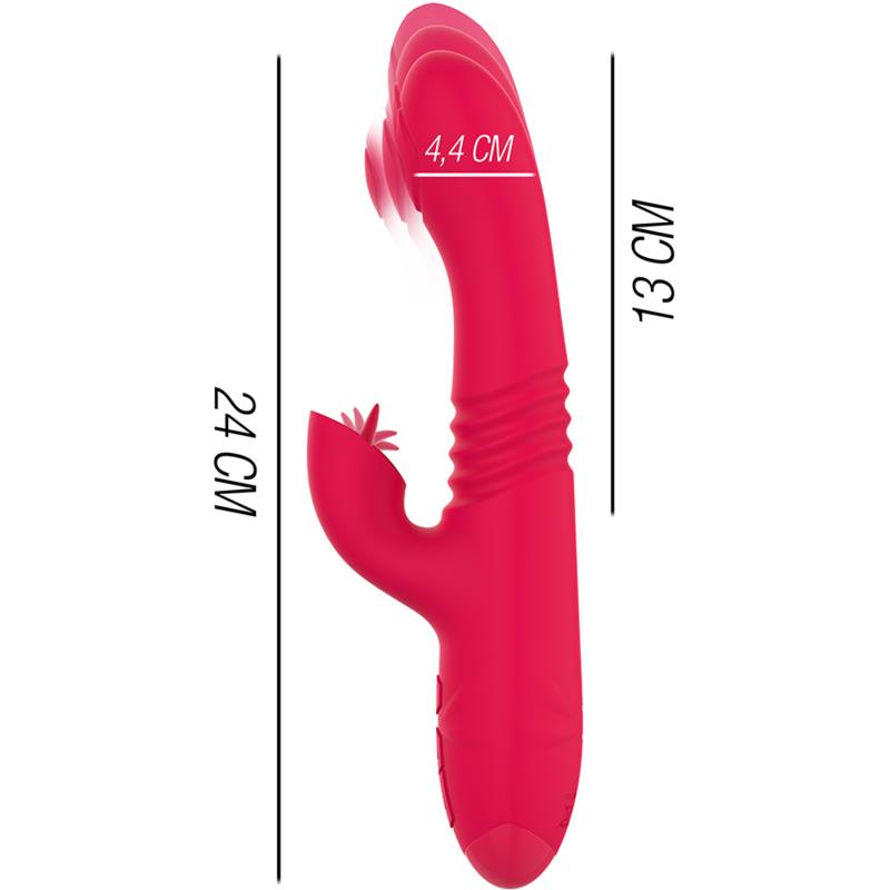 DUA MULTIFUNCTION RECHARGEABLE UP & DOWN VIBRATOR WITH RED TONGUE