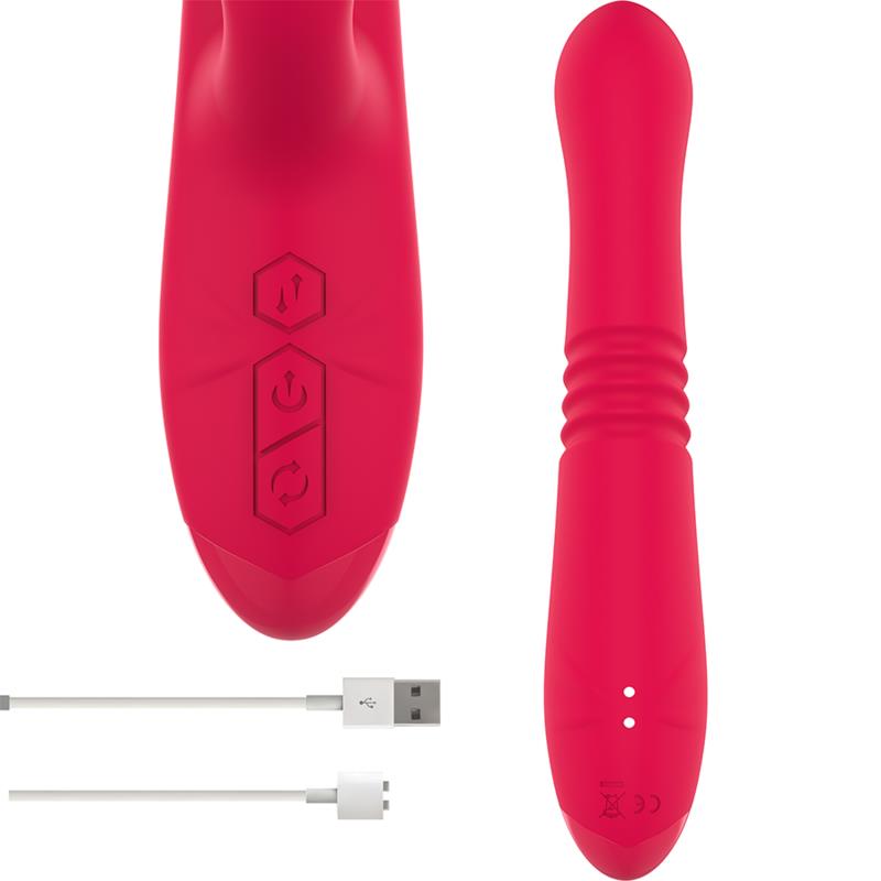 DUA MULTIFUNCTION RECHARGEABLE UP & DOWN VIBRATOR WITH RED TONGUE