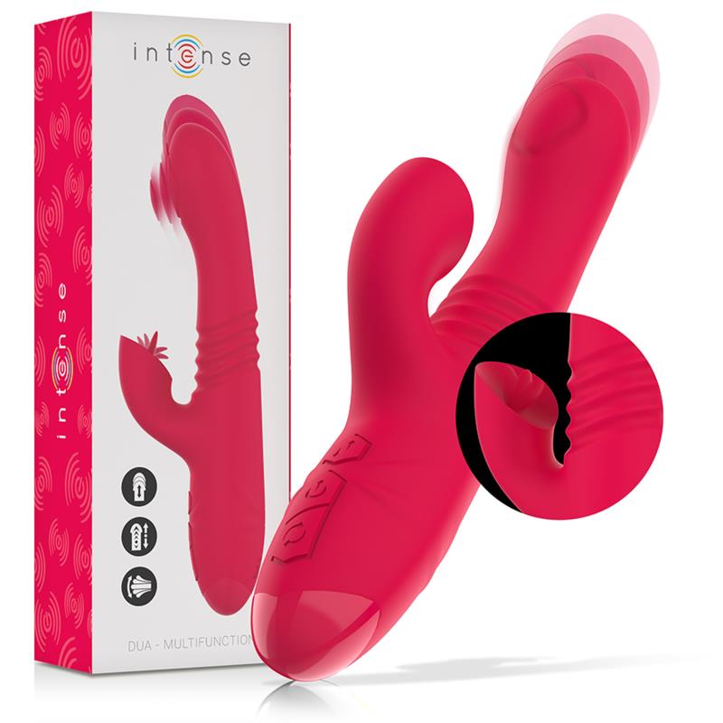 DUA MULTIFUNCTION RECHARGEABLE UP & DOWN VIBRATOR WITH RED TONGUE