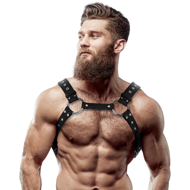 MUŠKI EKO-LEATHER HARNESS ZA GRUDI S STUDS