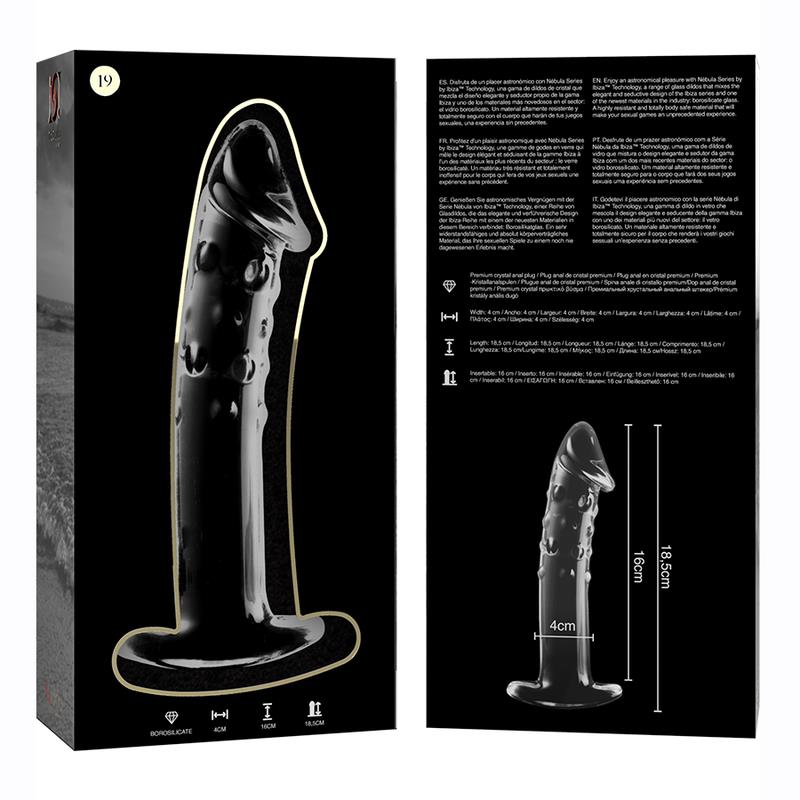 MODEL 19 DILDO BOROSILIKATNO STEKLO JASNO 18.5 CM -O- 4 CM