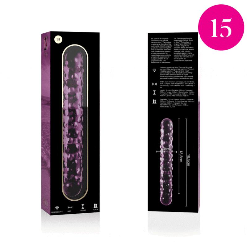 MODEL 15 DILDO BOROSILIKATNO STEKLO JASNO 18.5 CM -O- 3 CM