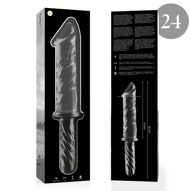 MODEL 24 DILDO BOROSILICATE GLASS CLEAR 28.5 CM -O- 5 CM