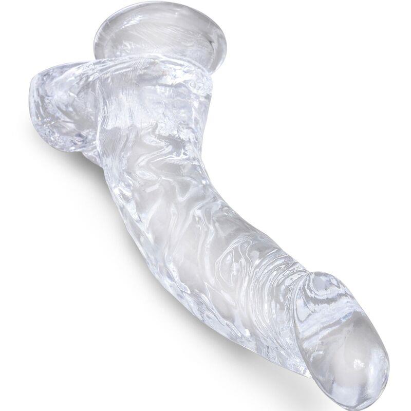 CLEAR REALISTIC CURVED PENIS WITH BALLS 16.5 CM TRANSPARENT