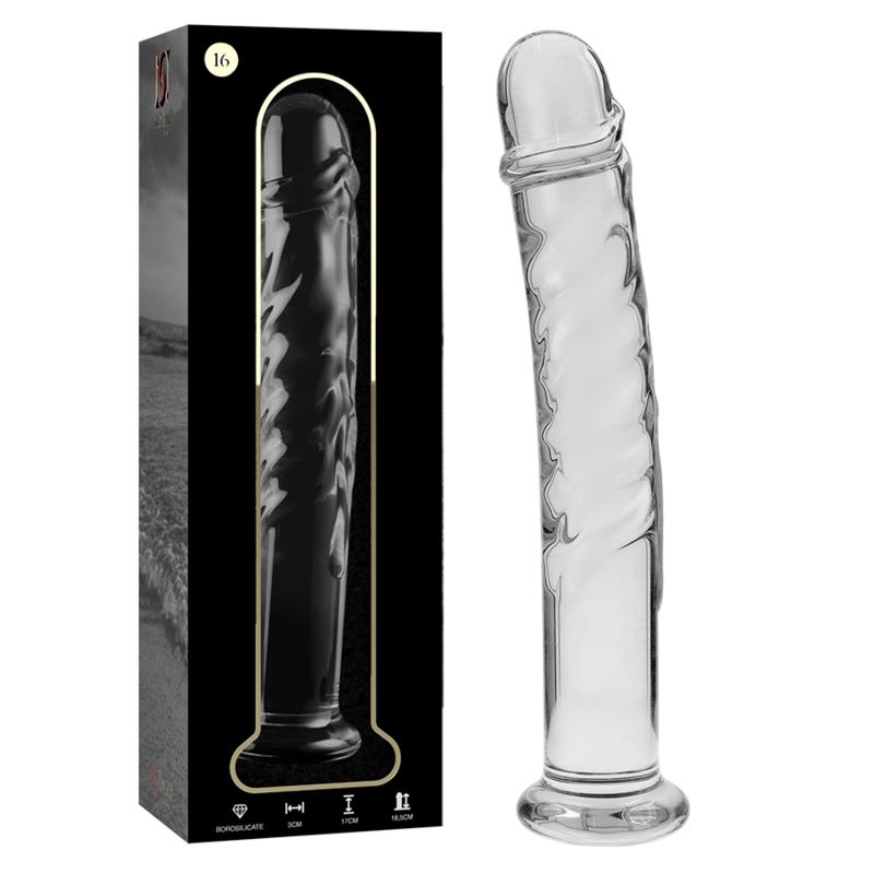 MODEL 16 DILDO BOROSILIKATNO STEKLO JASNO 18.5 CM -O- 3 CM