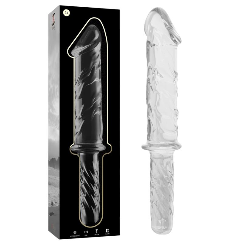 MODEL 24 DILDO BOROSILICATE GLASS CLEAR 28.5 CM -O- 5 CM