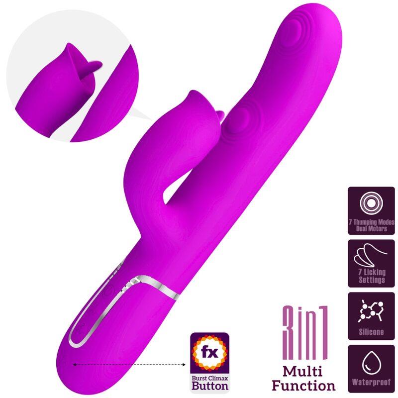 RABBIT VIBRATOR S LIŽENJEM FUCHSIA
