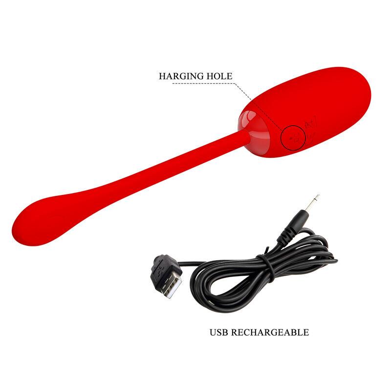 JULIUS WATERPROOF-RECHARGEABLE VIBRATING EGG RED