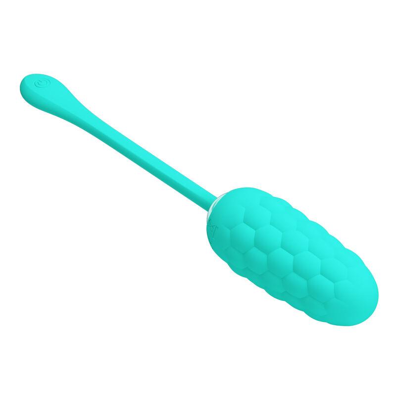 VIBRATING EGG WITH AQUA GREEN RECHARGEABLE MARINE TEXTURE