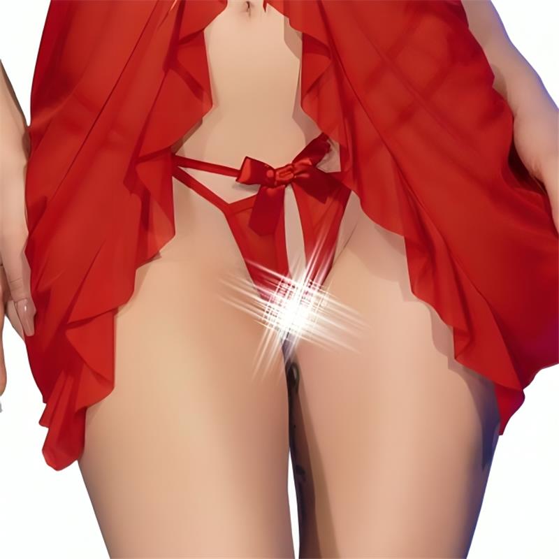 CR 4696 BABYDOLL & THONG CROTCHLESS RED S/M