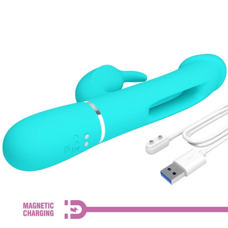 KAMPAS RABBIT 3 IN 1 MULTIFUNCTION VIBRATOR WITH TONGUE AQUA GREEN