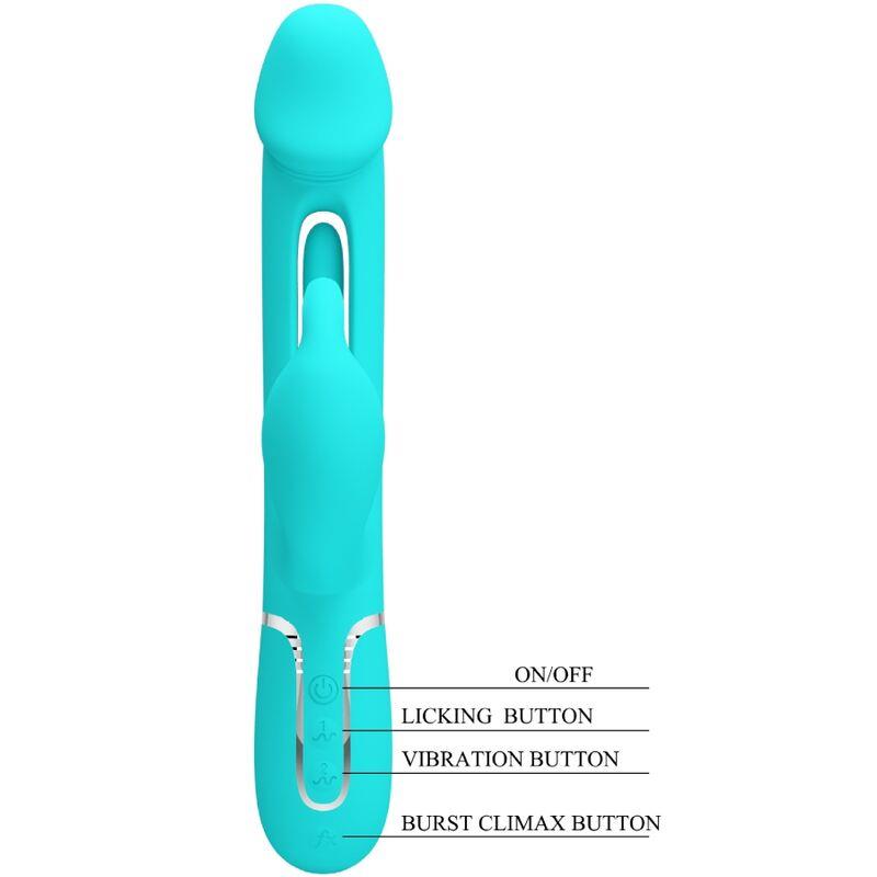 KAMPAS RABBIT 3 IN 1 MULTIFUNCTION VIBRATOR WITH TONGUE AQUA GREEN
