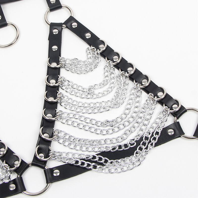 HARNESS BRA AND NECKLACE WITH CHAINS ONE SIZE