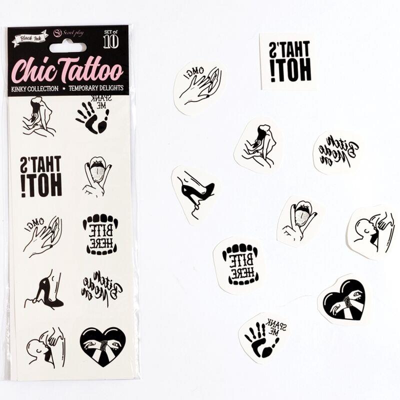 SET OF 10 TEMPORARY TATTOOS KINKY COLLECTION
