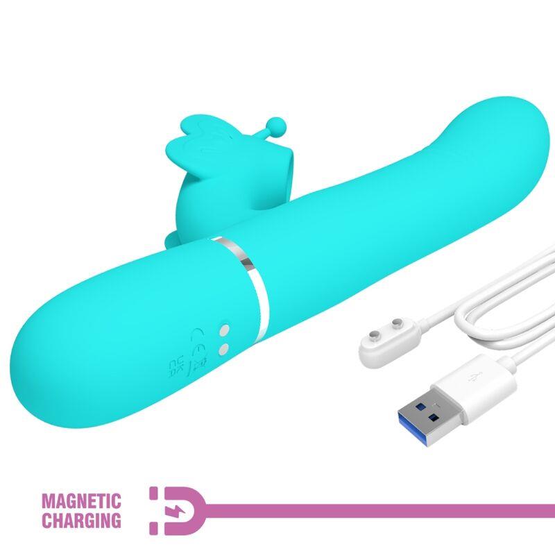 MULTIFUNCTION RABBIT VIBRATOR 4 IN 1 BUTTERFLY AQUA GREEN
