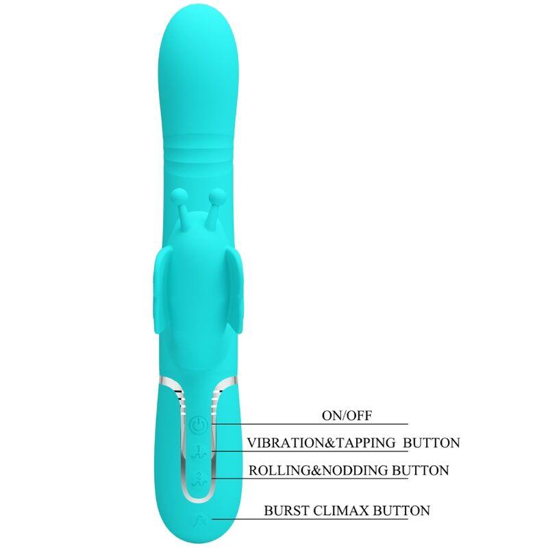 MULTIFUNCTION RABBIT VIBRATOR 4 IN 1 BUTTERFLY AQUA GREEN