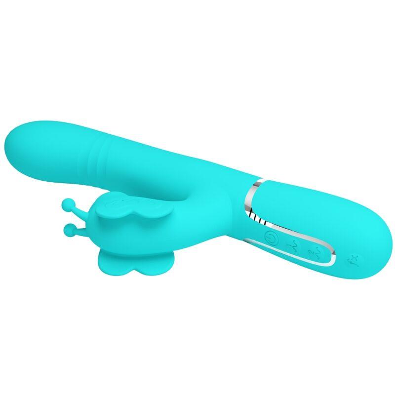 MULTIFUNCTION RABBIT VIBRATOR 4 IN 1 BUTTERFLY AQUA GREEN