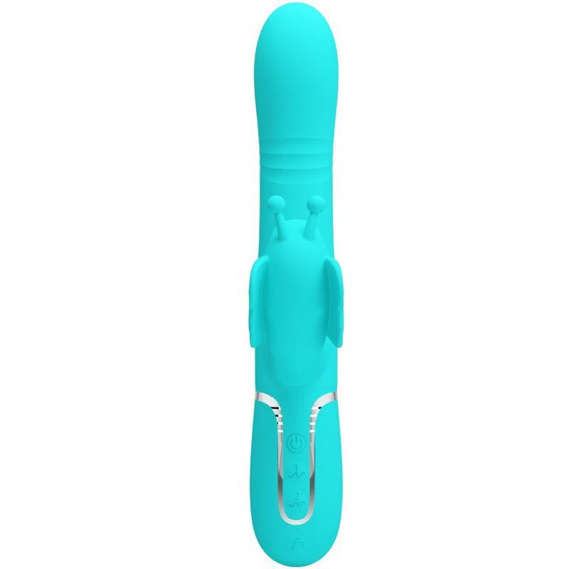 MULTIFUNCTION RABBIT VIBRATOR 4 IN 1 BUTTERFLY AQUA GREEN