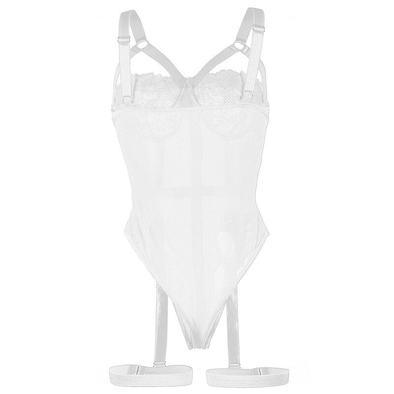 TEDDY WITH GARTER STRAP DETAIL CHEST WHITE S/M