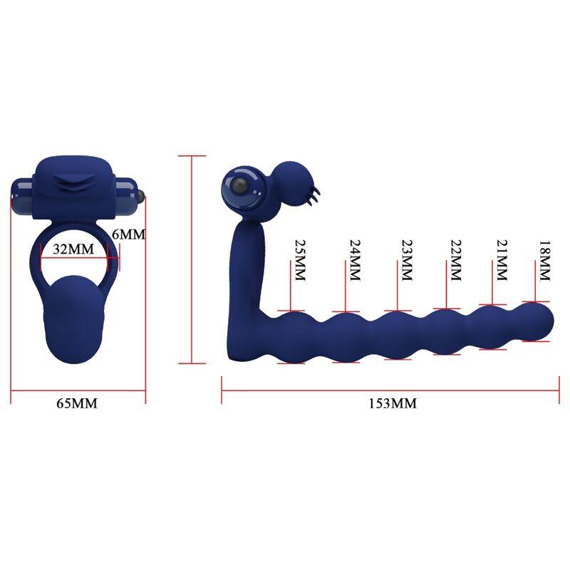 AJMAL VIBRATING RING WITH PLUG BLUE