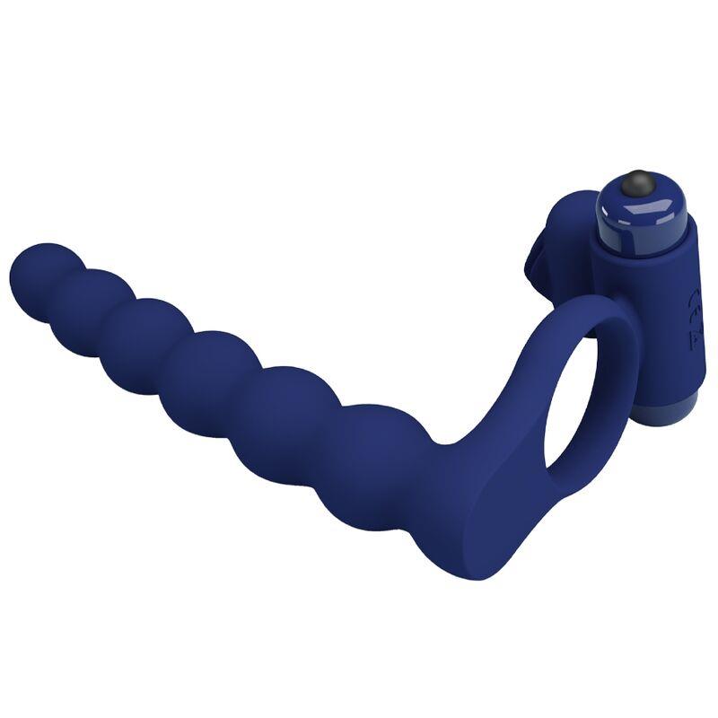 AJMAL VIBRATING RING WITH PLUG BLUE