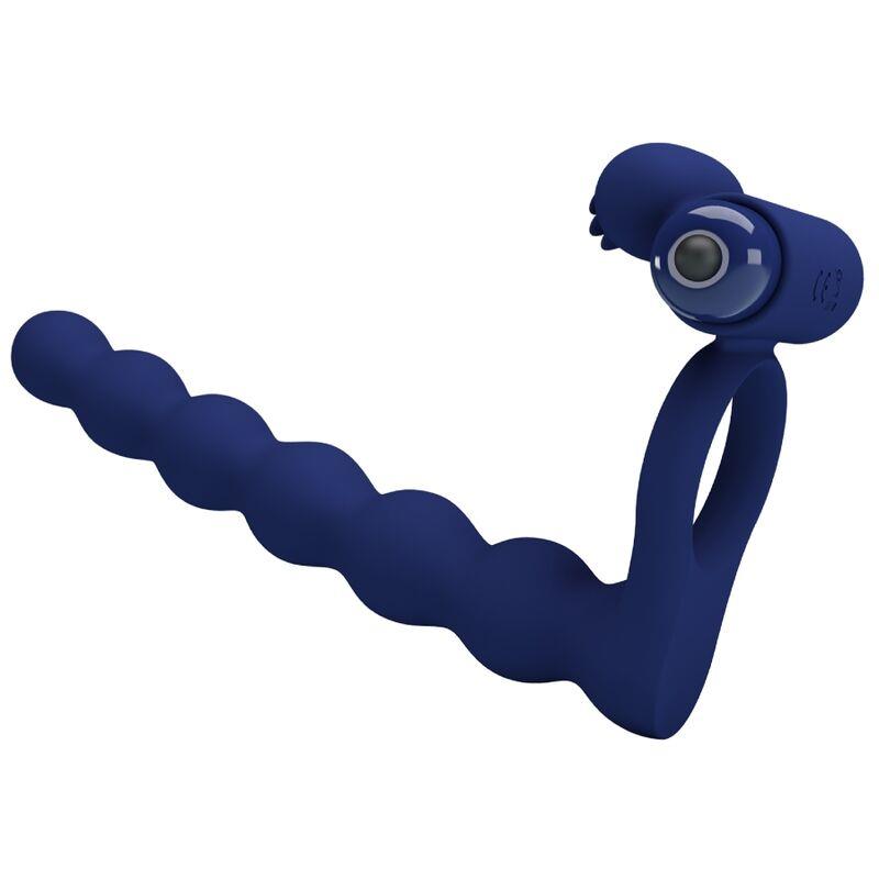 AJMAL VIBRATING RING WITH PLUG BLUE