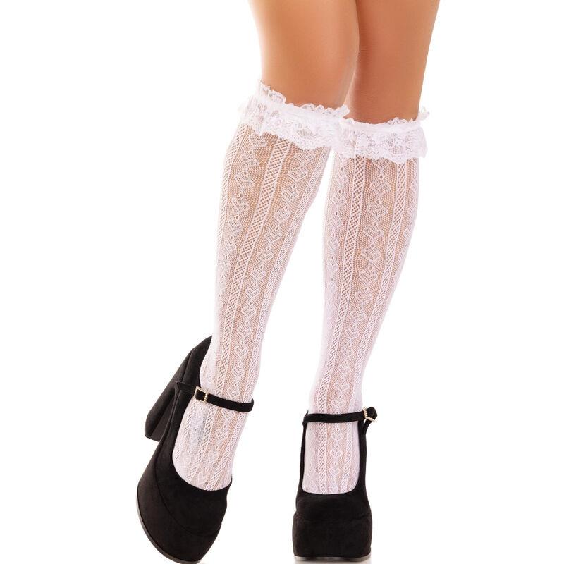 KNEE-HIGH SOCKS WITH RUFFLES BLACK