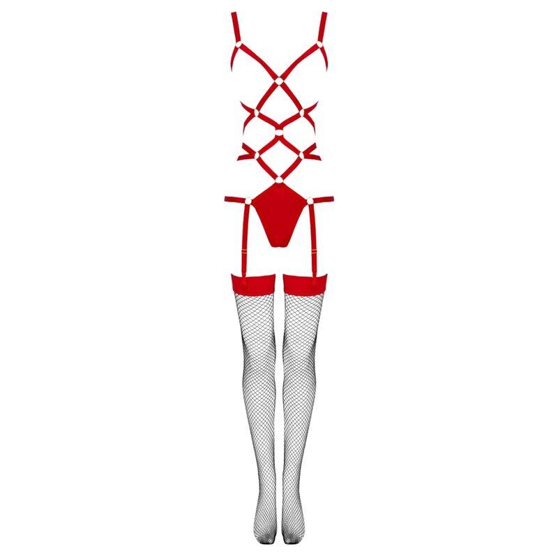 THIARA LC 20213 SET BODY + STOCKINGS RED S/M