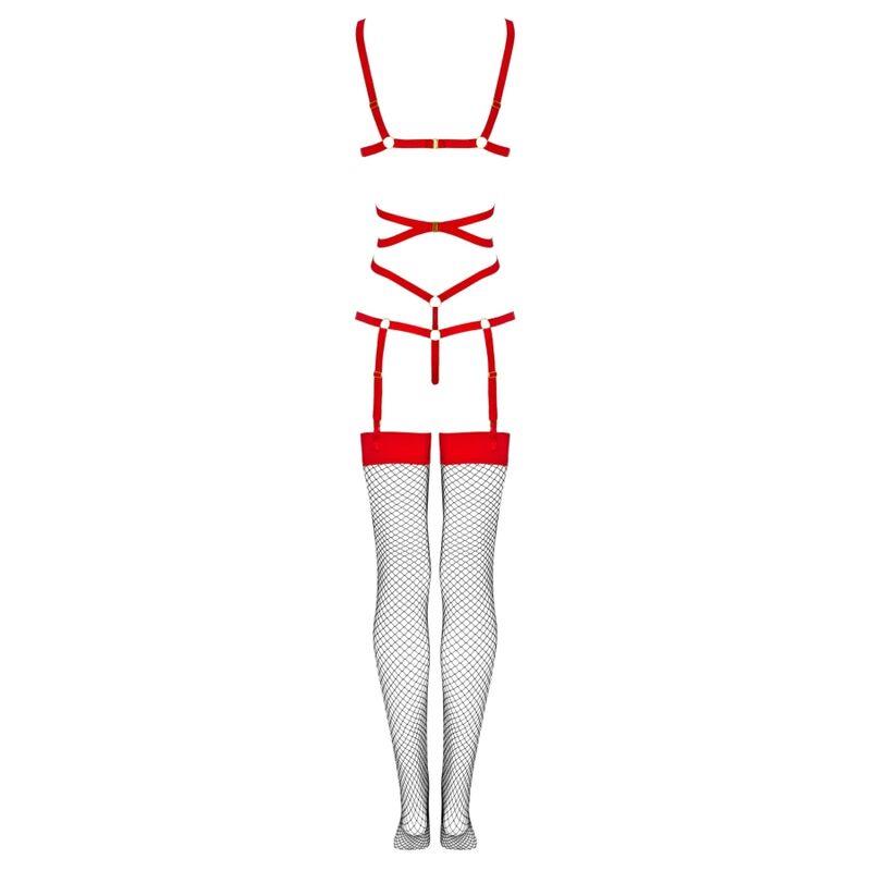 THIARA LC 20213 SET BODY + STOCKINGS RED S/M