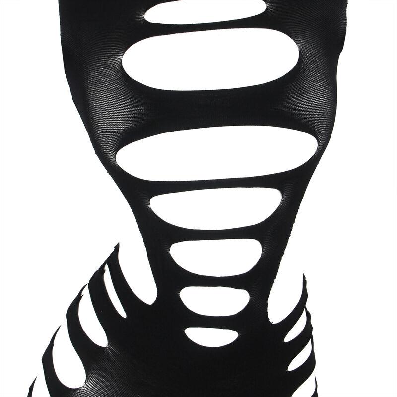 952266 LONG SLEEVE ELASTIC FISHNET DRESS BLACK ONE SIZE