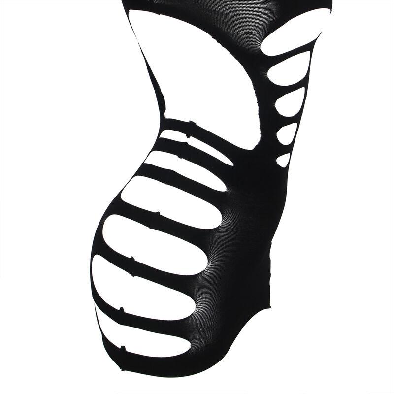 952266 LONG SLEEVE ELASTIC FISHNET DRESS BLACK ONE SIZE